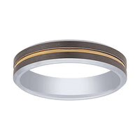 Stanton Made for Men 5mm Tungsten Groove with Gold Plated Centre Stripe Ring 5mm Rings Stanton 
