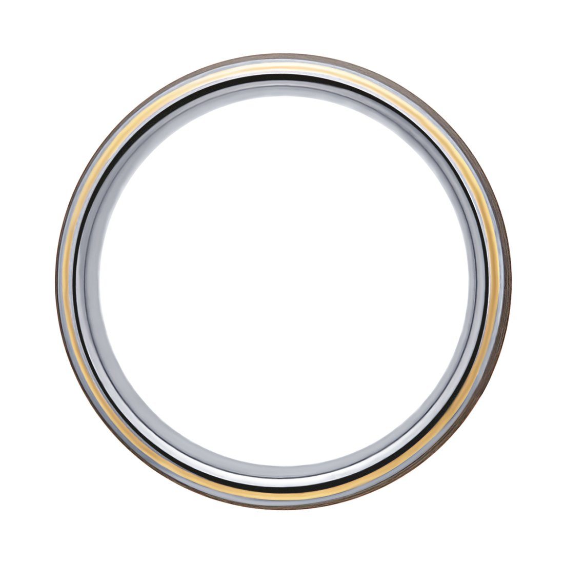 Stanton Made for Men 8mm Black Tungsten Gold Plated Edges Ring Rings Bevilles 