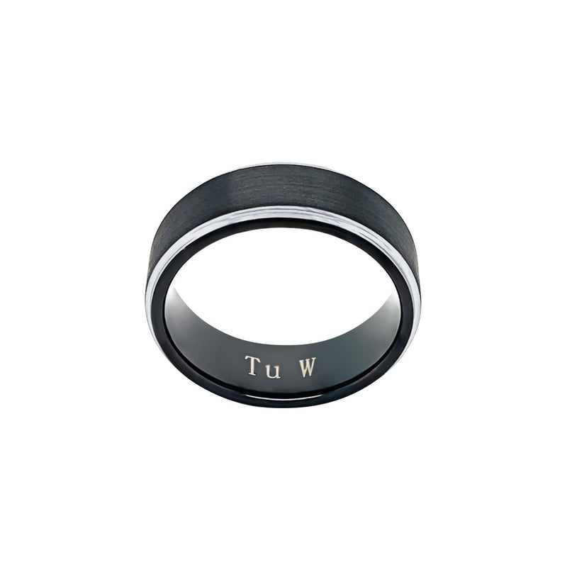 Stanton Made for Men Tungsten Black Centre Ring Rings Bevilles 