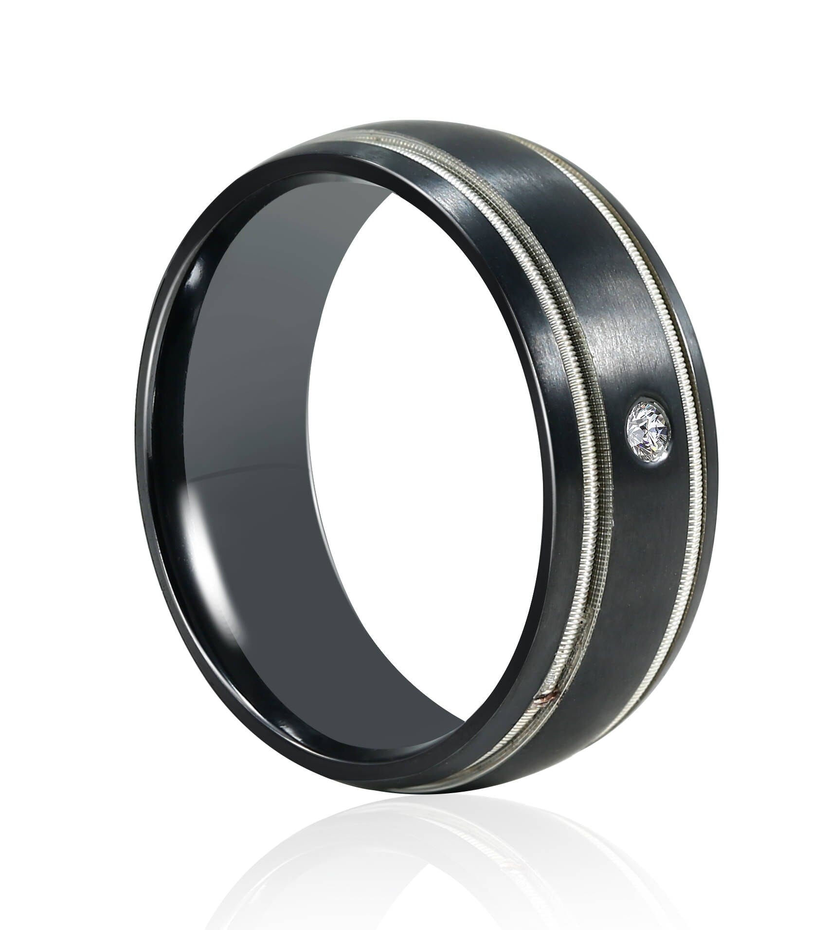 Stanton Made For Men Black Zirconium Ring with Diamond Rings Bevilles 