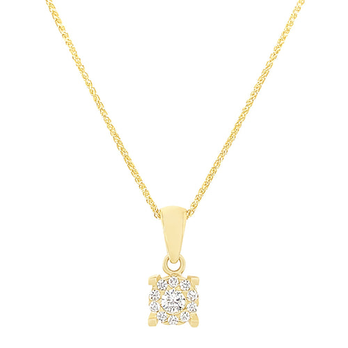 9ct Yellow Gold Round Necklace with Cubic Zirconia Necklaces Bevilles 