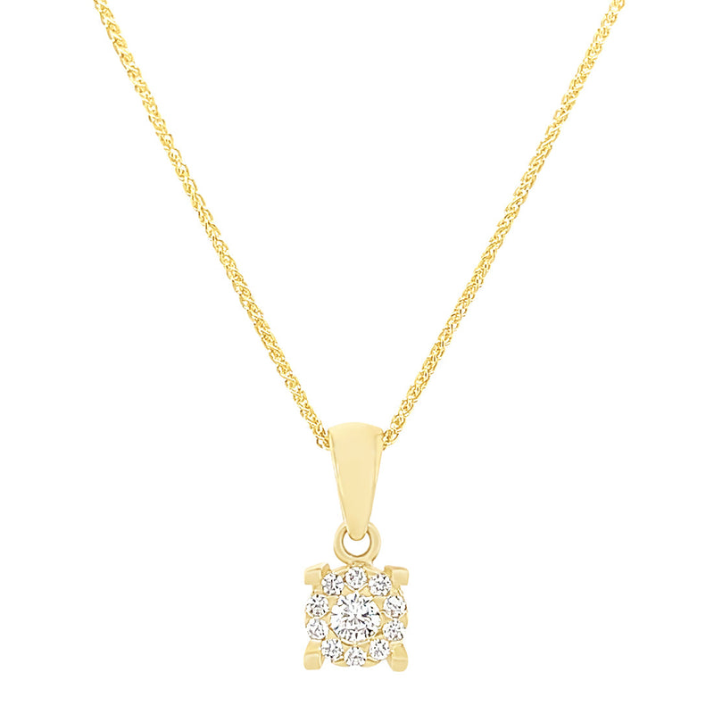 9ct Yellow Gold Round Necklace with Cubic Zirconia Necklaces Bevilles 