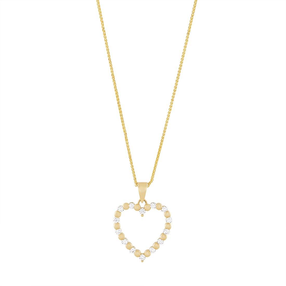 9ct Yellow Gold Ball and Heart Necklace Necklaces Bevilles 