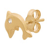 Dolphin Stud Earrings with Cubic Zirconia in 9ct Yellow Gold Earrings Bevilles 