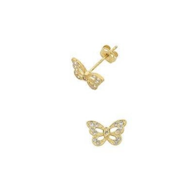 Children's 9ct Yellow Gold Butterfly Stud Earrings Earrings Bevilles 