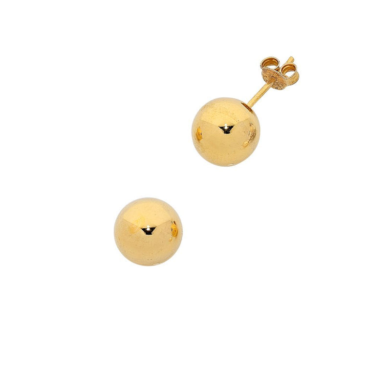 9ct Yellow Gold Round Ball Earrings 10mm Earrings Bevilles 