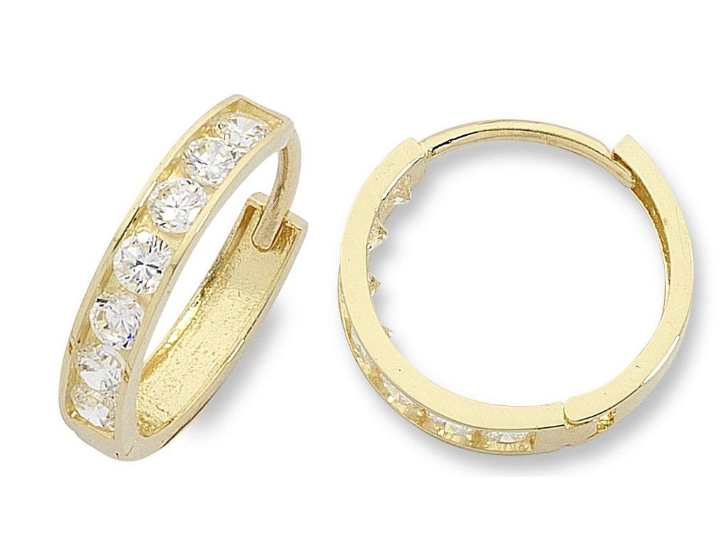 9ct Yellow Gold Cubic Zirconia Channel Set Hoop Earrings Earrings Bevilles 