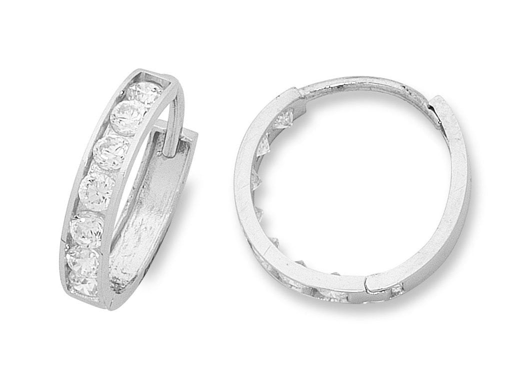 9ct White Gold Cubic Zirconia Hoop Earrings Earrings Bevilles 