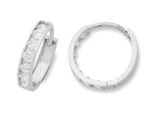 9ct White Gold Cubic Zirconia Hoop Earrings Earrings Bevilles 