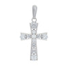 9ct White Gold Cubic Zirconia Cross Pendant Necklaces Bevilles 