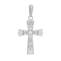9ct White Gold Cubic Zirconia Cross Pendant Necklaces Bevilles 