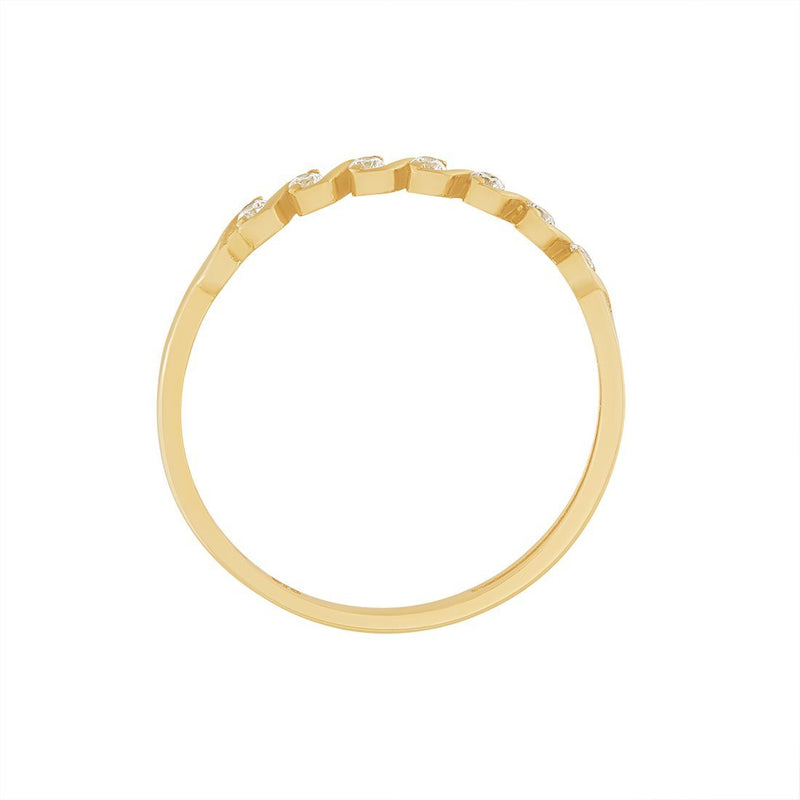 9ct Yellow Gold Swirl Stackable Ring with Cubic Zirconia Rings Bevilles 