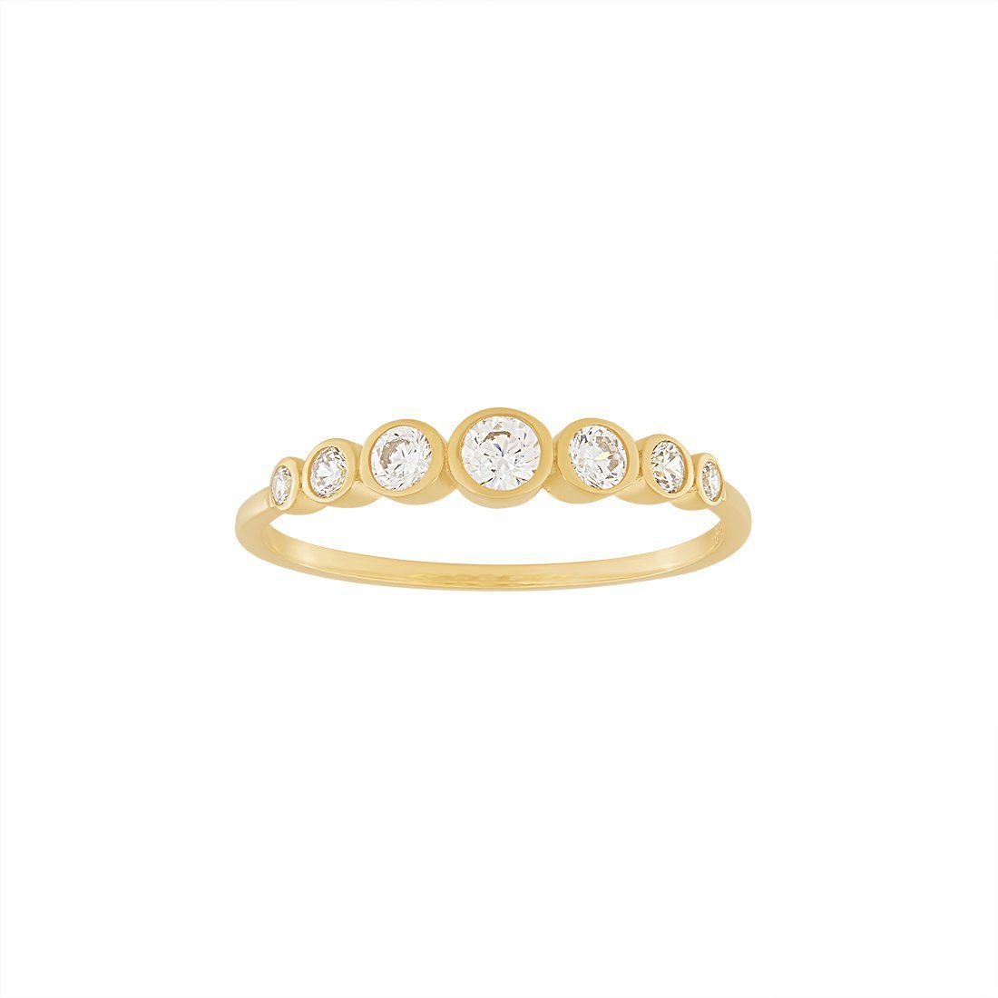 9ct Yellow Gold Channel Set Stackable Ring with Cubic Zirconia Rings Bevilles 