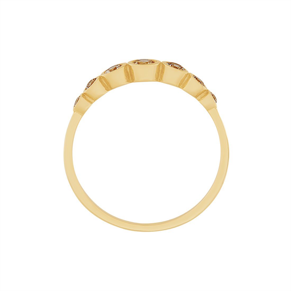 9ct Yellow Gold Channel Set Stackable Ring with Cubic Zirconia Rings Bevilles 