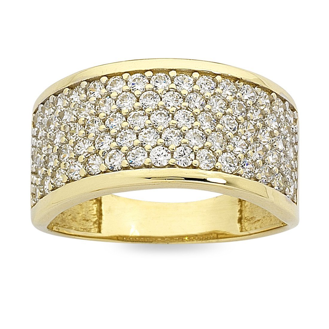 9ct Yellow Gold Cubic Zirconia Pave Ring Rings Bevilles 