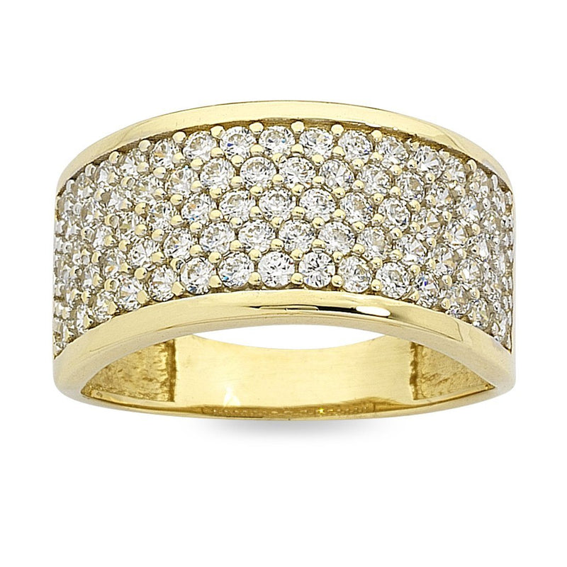 9ct Yellow Gold Cubic Zirconia Pave Ring Rings Bevilles 