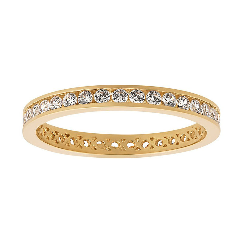 9ct Yellow Gold Channel Set Eternity Band with Cubic Zirconia Rings Bevilles 