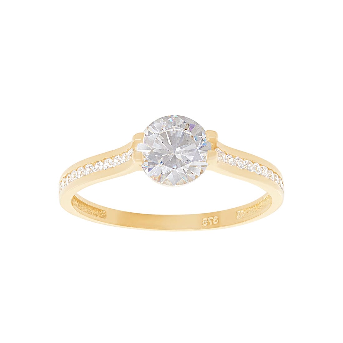 9ct Yellow Gold Cubic Zirconia Centred Shoulder Ring Rings Bevilles 