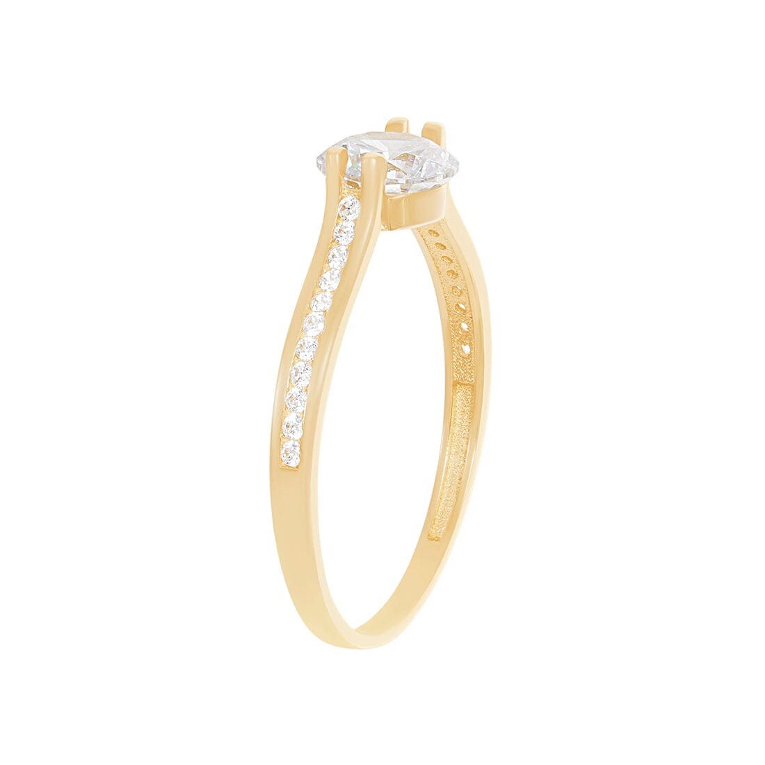 9ct Yellow Gold Cubic Zirconia Centred Shoulder Ring Rings Bevilles 