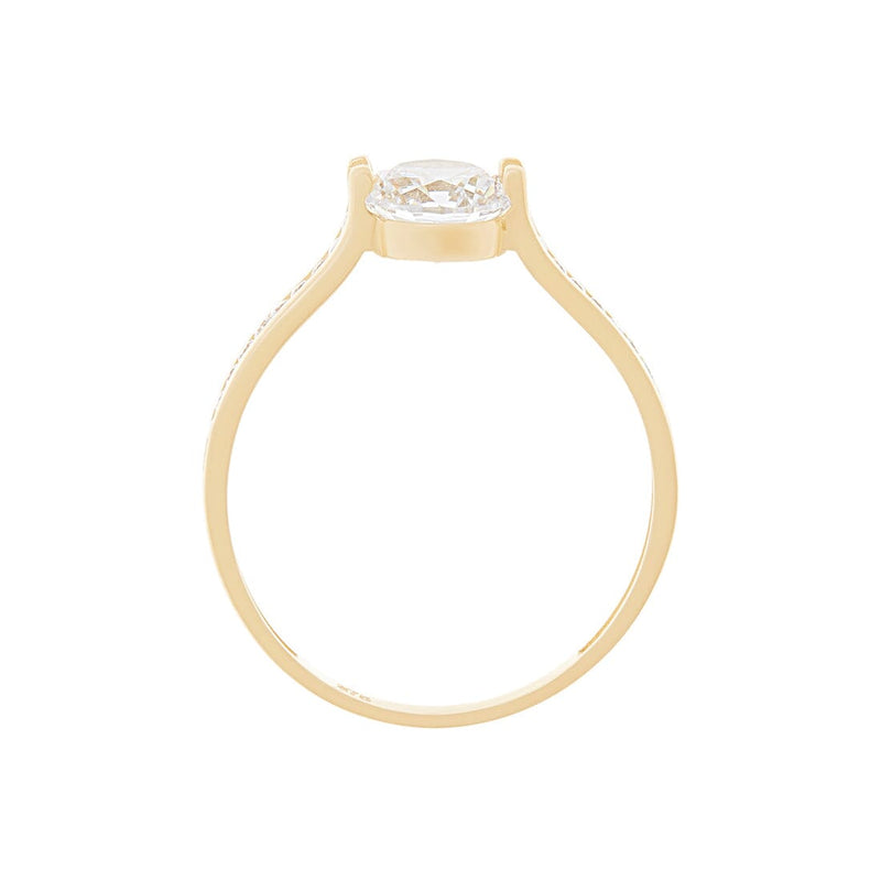 9ct Yellow Gold Cubic Zirconia Centred Shoulder Ring Rings Bevilles 