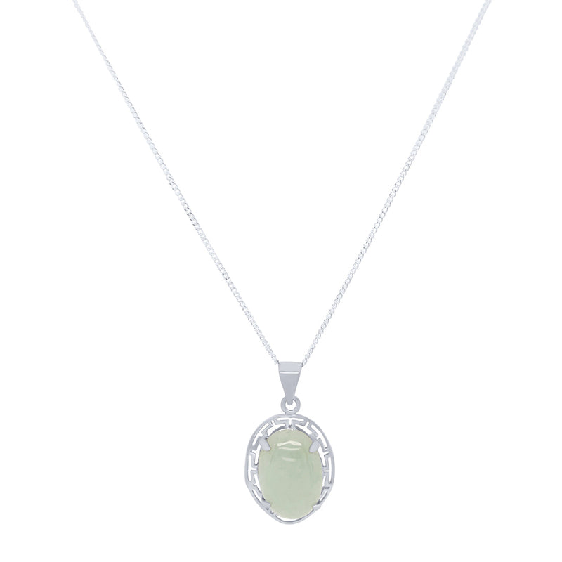 Jade Oval Necklace in Sterling Silver Necklaces Bevilles 