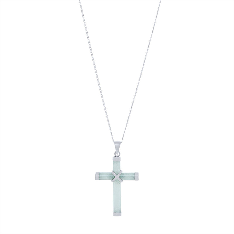 Jade Cross Necklace in Sterling Silver Necklaces Bevilles 
