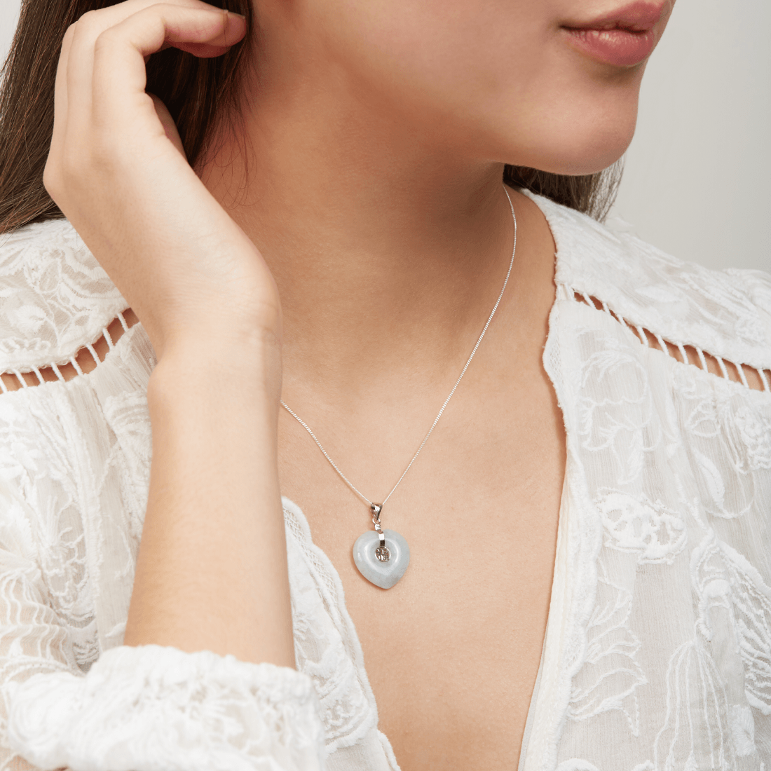 Sterling Silver Natural Jade Pendant Necklaces Bevilles 