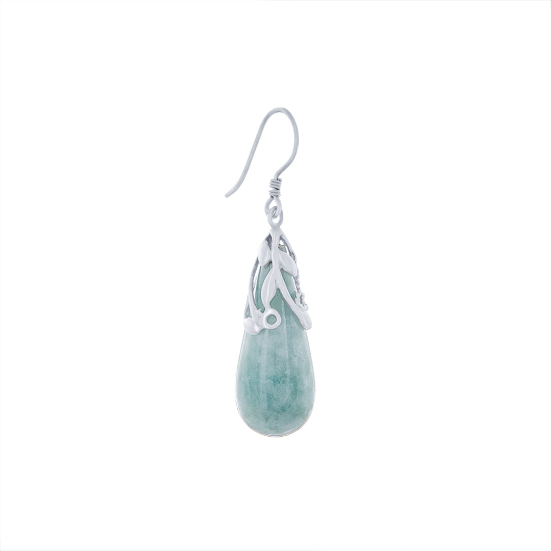 Jade Drop Hook Earrings in Sterling Silver Earrings Bevilles 