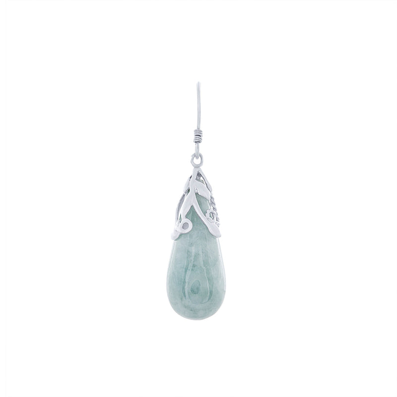 Jade Drop Hook Earrings in Sterling Silver Earrings Bevilles 