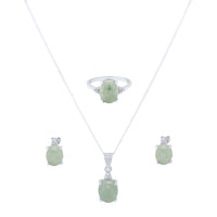 Sterling Silver Diamond Set Jade Jewellery Set Jewellery Sets Bevilles 