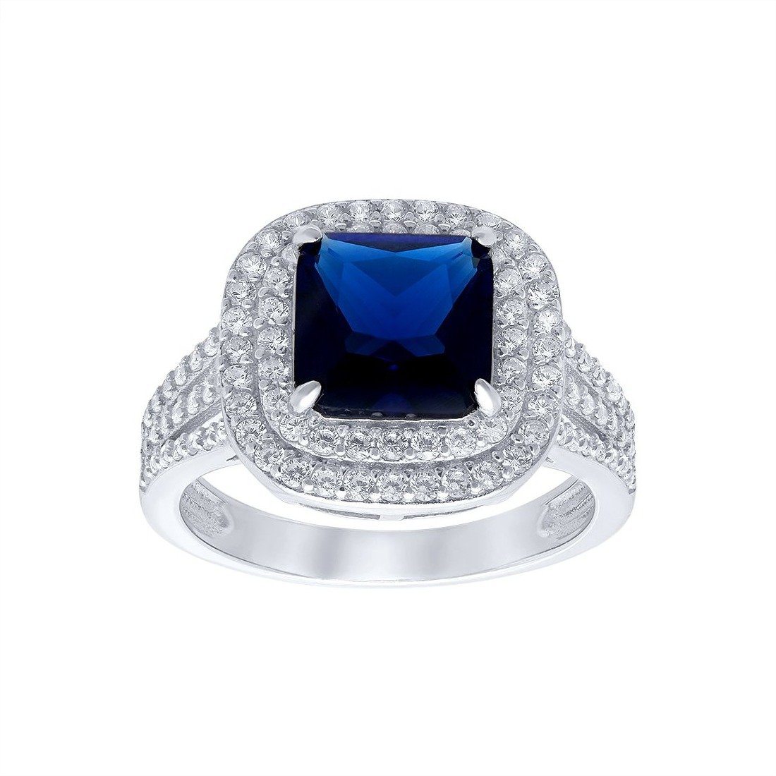 Blue Sapphire Cubic Zirconia Ring in Sterling Silver Rings Bevilles 