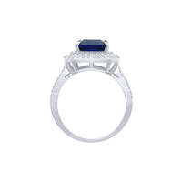 Blue Sapphire Cubic Zirconia Ring in Sterling Silver Rings Bevilles 