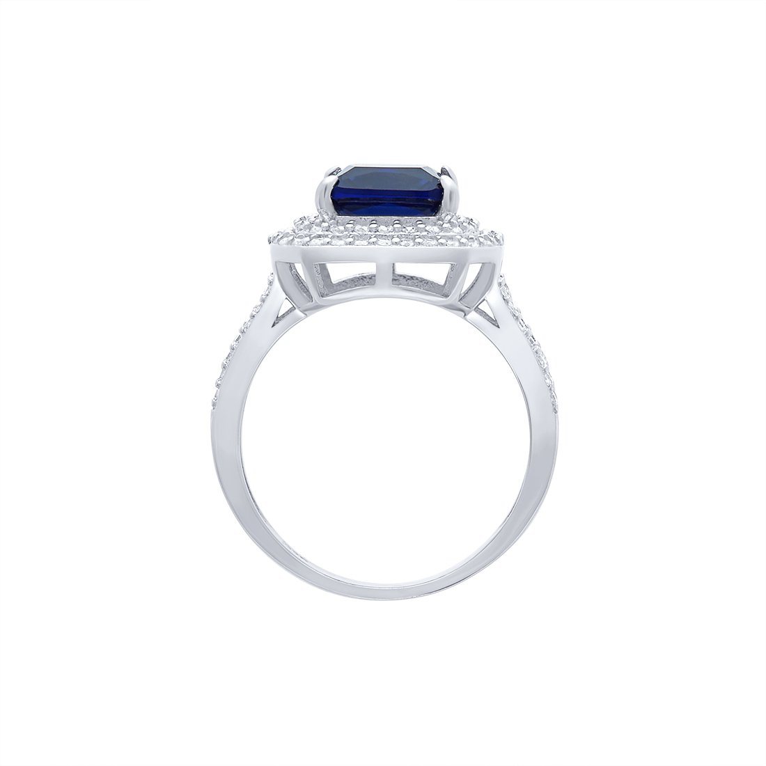 Blue Sapphire Cubic Zirconia Ring in Sterling Silver Rings Bevilles 
