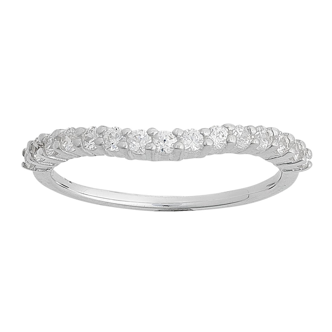 Sterling Silver Cubic Zirconia Wishbone 'V' Ring Rings Bevilles 