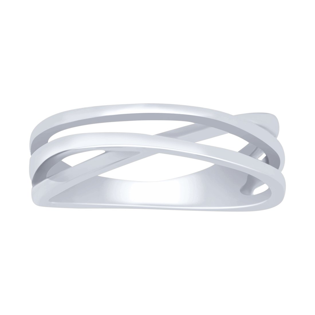 Plain Crossover Ring in Sterling Silver Rings Bevilles 