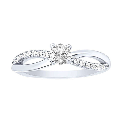 Sterling Silver Cubic Zirconia Twist Shoulder Ring Rings Bevilles 