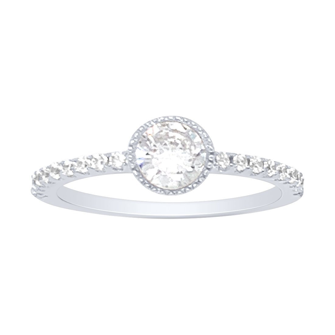 Sterling Silver Cubic Zirconia Centre Halo Ring Rings Bevilles 