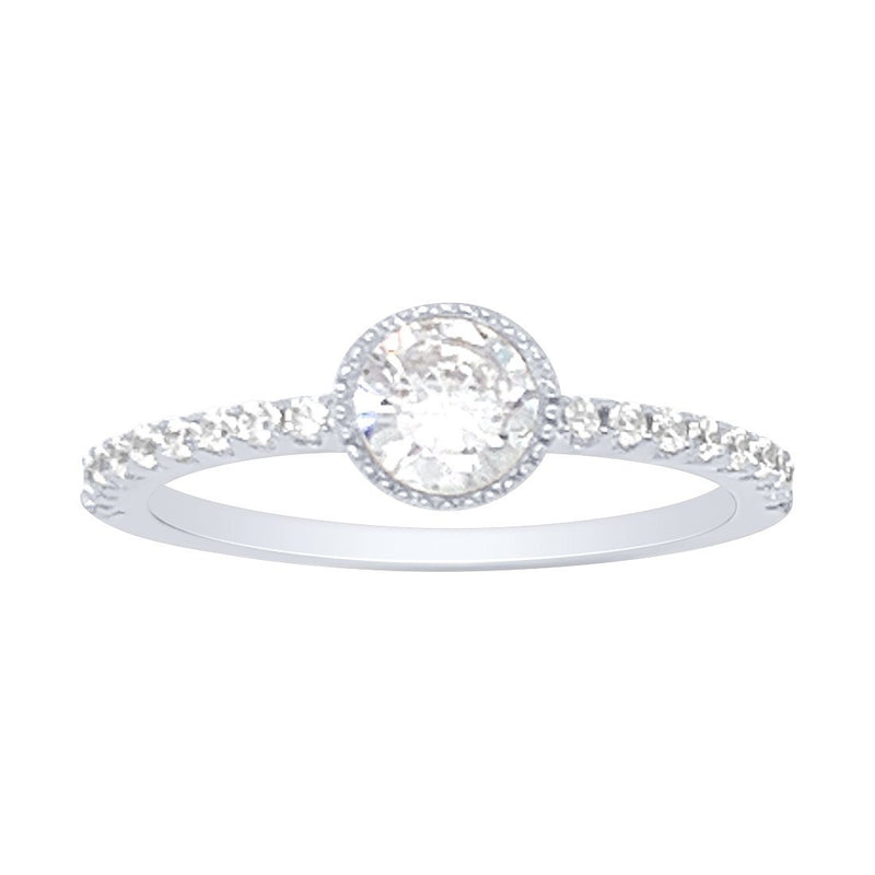 Sterling Silver Cubic Zirconia Centre Halo Ring Rings Bevilles 