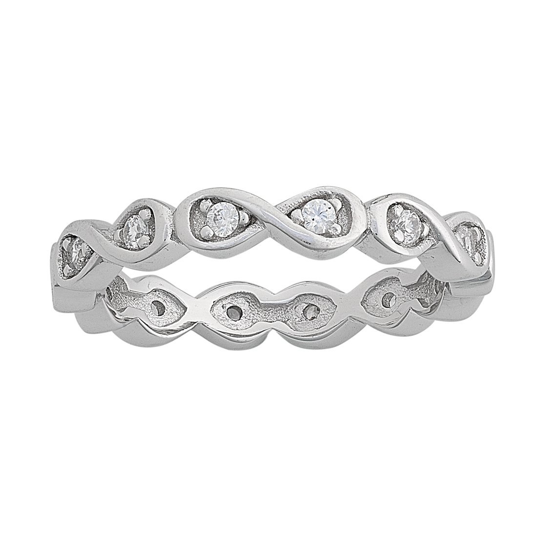 Sterling Silver Cubic Zirconia Infinity Ring Rings Bevilles 
