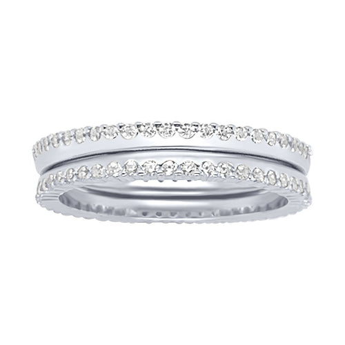 Sterling Silver Cubic Zirconia Side Set Ring Rings Bevilles 
