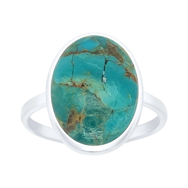 Sterling Silver Oval Synthetic Turquoise Ring Rings Bevilles 