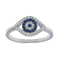Evil Eye Ring with Cubic Zirconia in Sterling Silver Rings Bevilles 