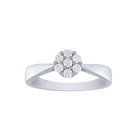Sterling Silver Flower Ring with Cubic Zirconia Rings Bevilles 