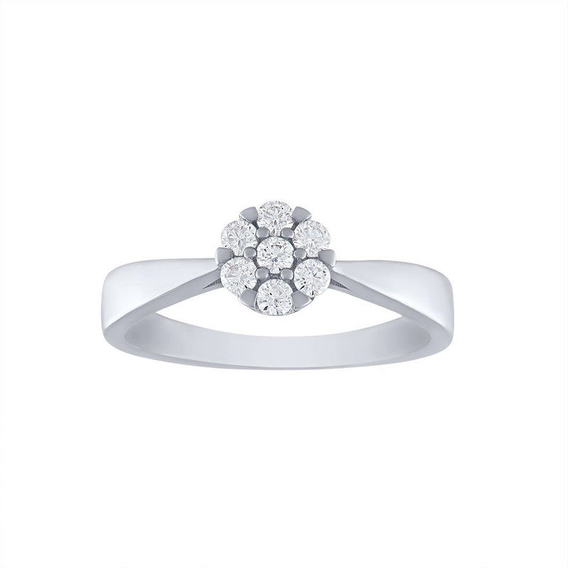 Sterling Silver Flower Ring with Cubic Zirconia Rings Bevilles 
