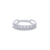 Cubic Zirconia & Curb Two Ring Set in Sterling Silver Rings Bevilles 