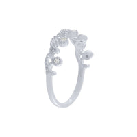 Sterling Silver Cubic Ziconia Swirl Crown Ring Rings Bevilles 