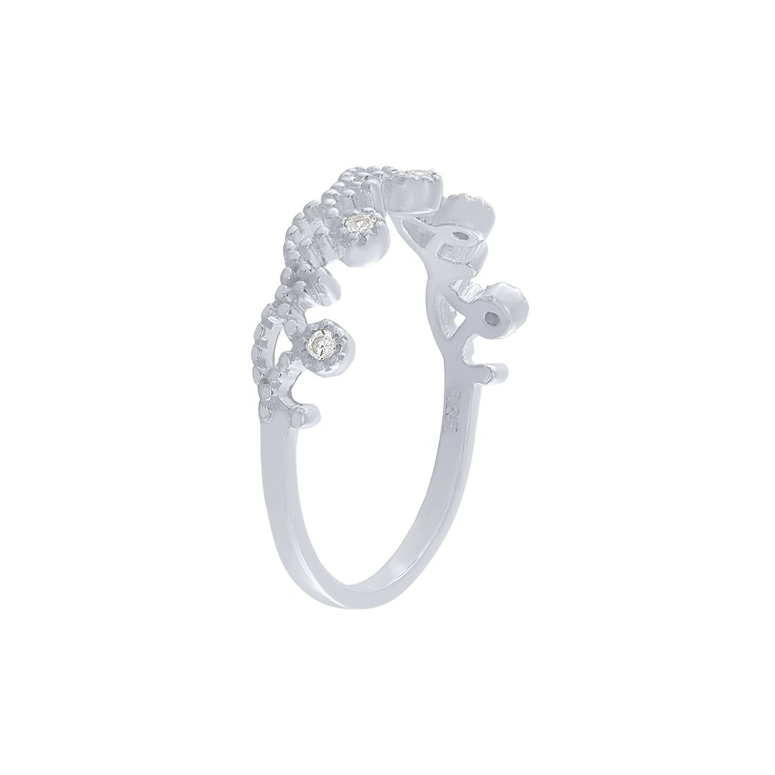 Sterling Silver Cubic Ziconia Swirl Crown Ring Rings Bevilles 