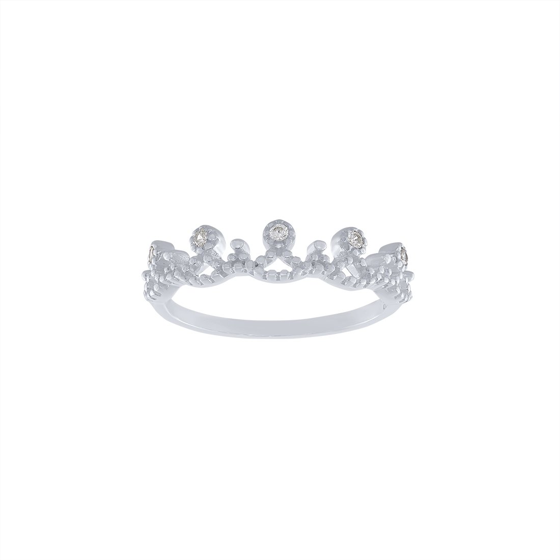 Sterling Silver Cubic Ziconia Swirl Crown Ring Rings Bevilles 