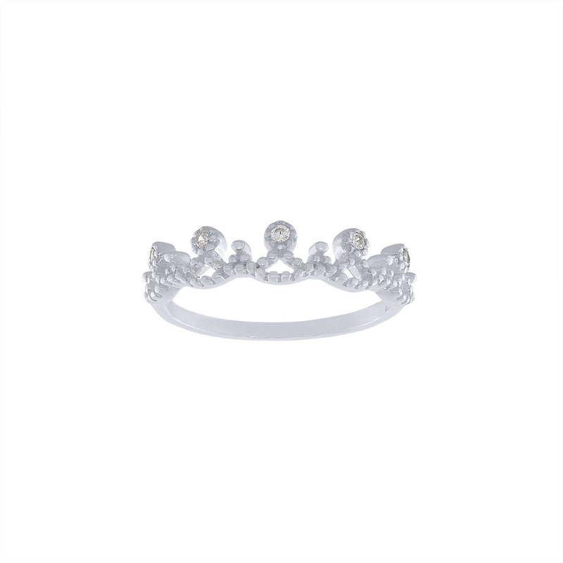 Sterling Silver Cubic Ziconia Swirl Crown Ring Rings Bevilles 