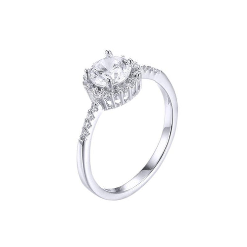 Sterling Silver Cubic Zirconia Halo Ring Rings Bevilles 